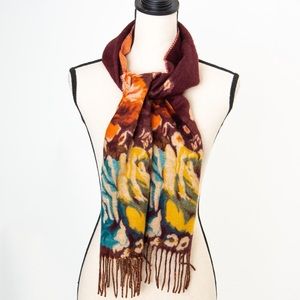 Winter scarf fringe trim floral statement scarf by V. Fraas